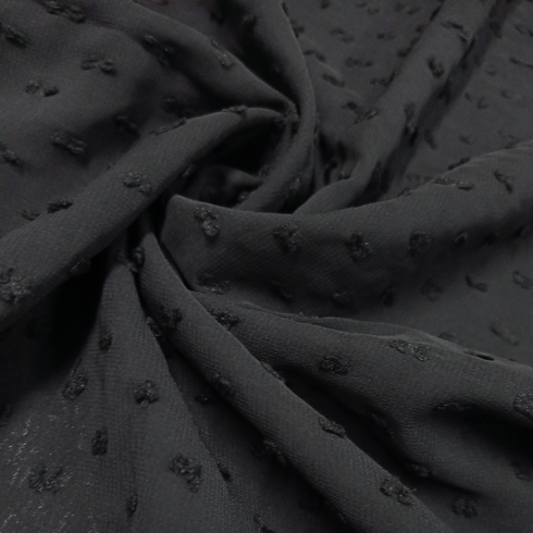 Luxury Pom Pearl Bubble Chiffon Hijab (All seasons star) - Black - Scarfs.pk