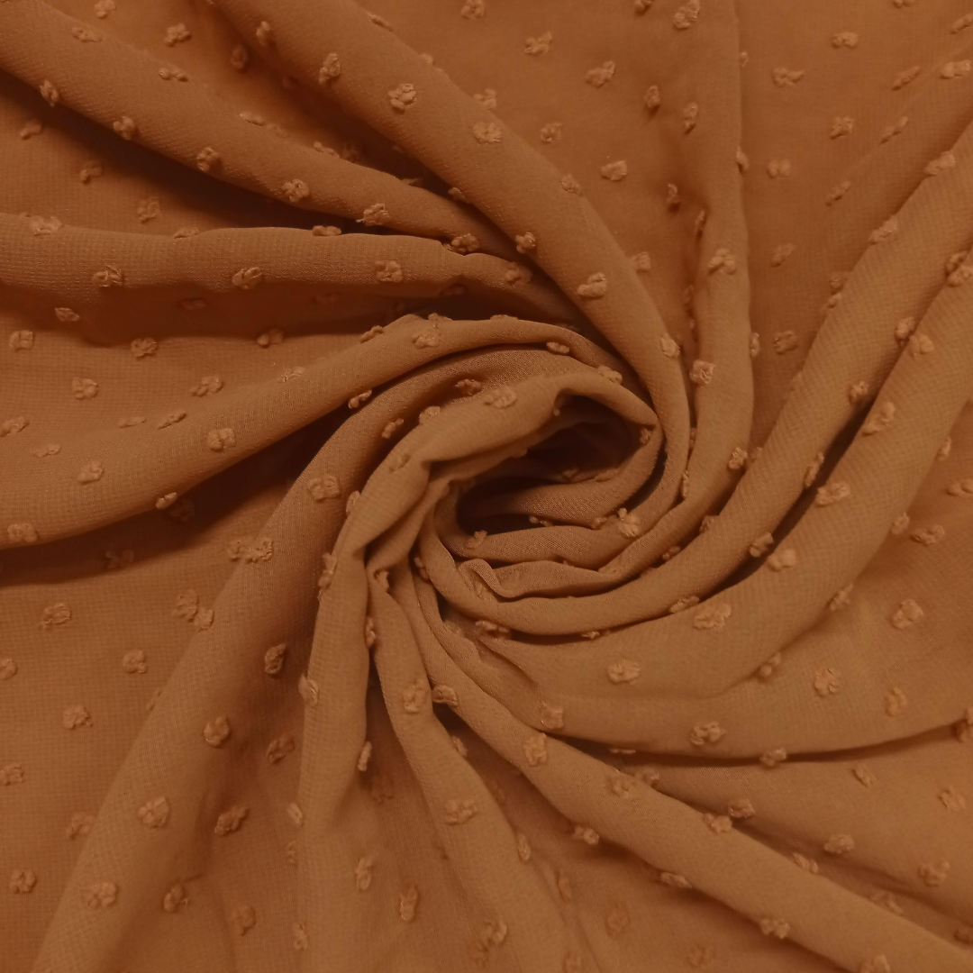 Luxury Pom Pearl Bubble Chiffon Hijab (All seasons star) - Camel - Scarfs.pk