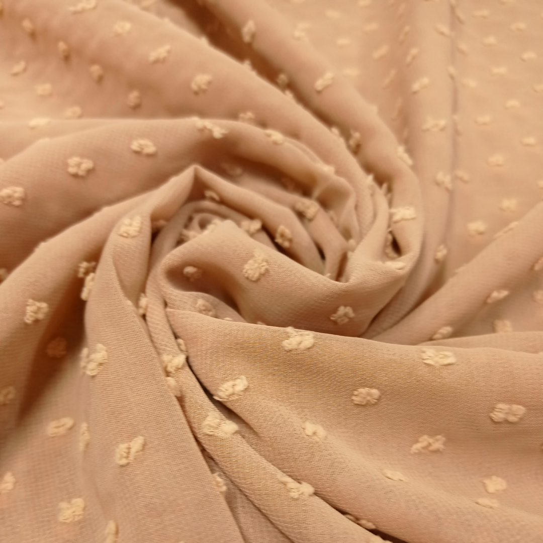Luxury Pom Pearl Bubble Chiffon Hijab (All seasons star) - Cream - Scarfs.pk