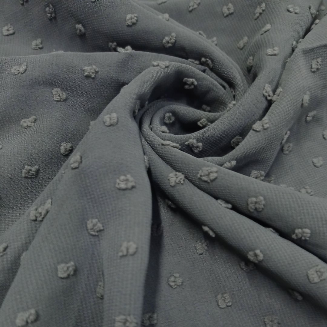 Luxury Pom Pearl Bubble Chiffon Hijab (All seasons star) - Dark Grey - Scarfs.pk
