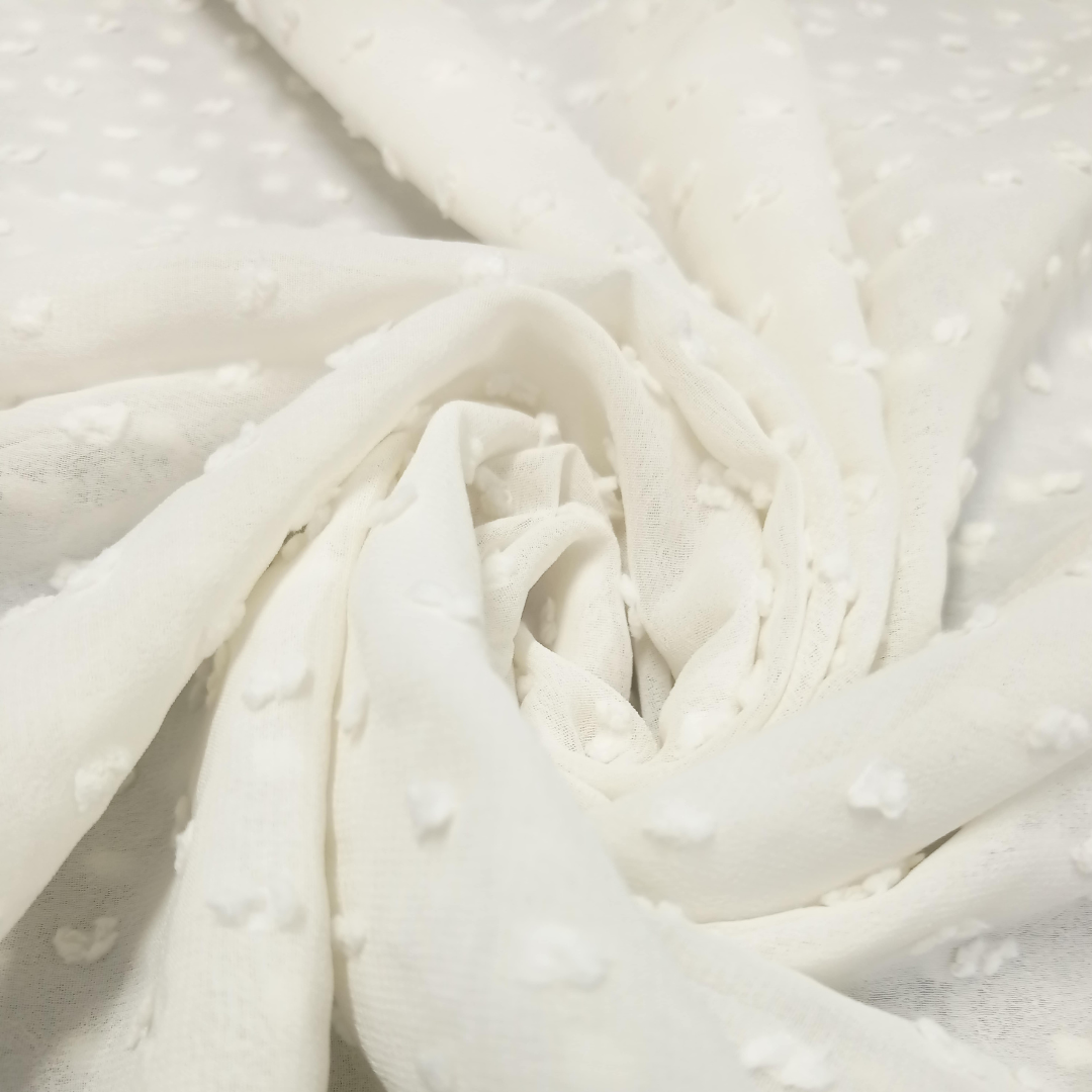 Luxury Pom Pearl Bubble Chiffon Hijab (All seasons star) - Off White