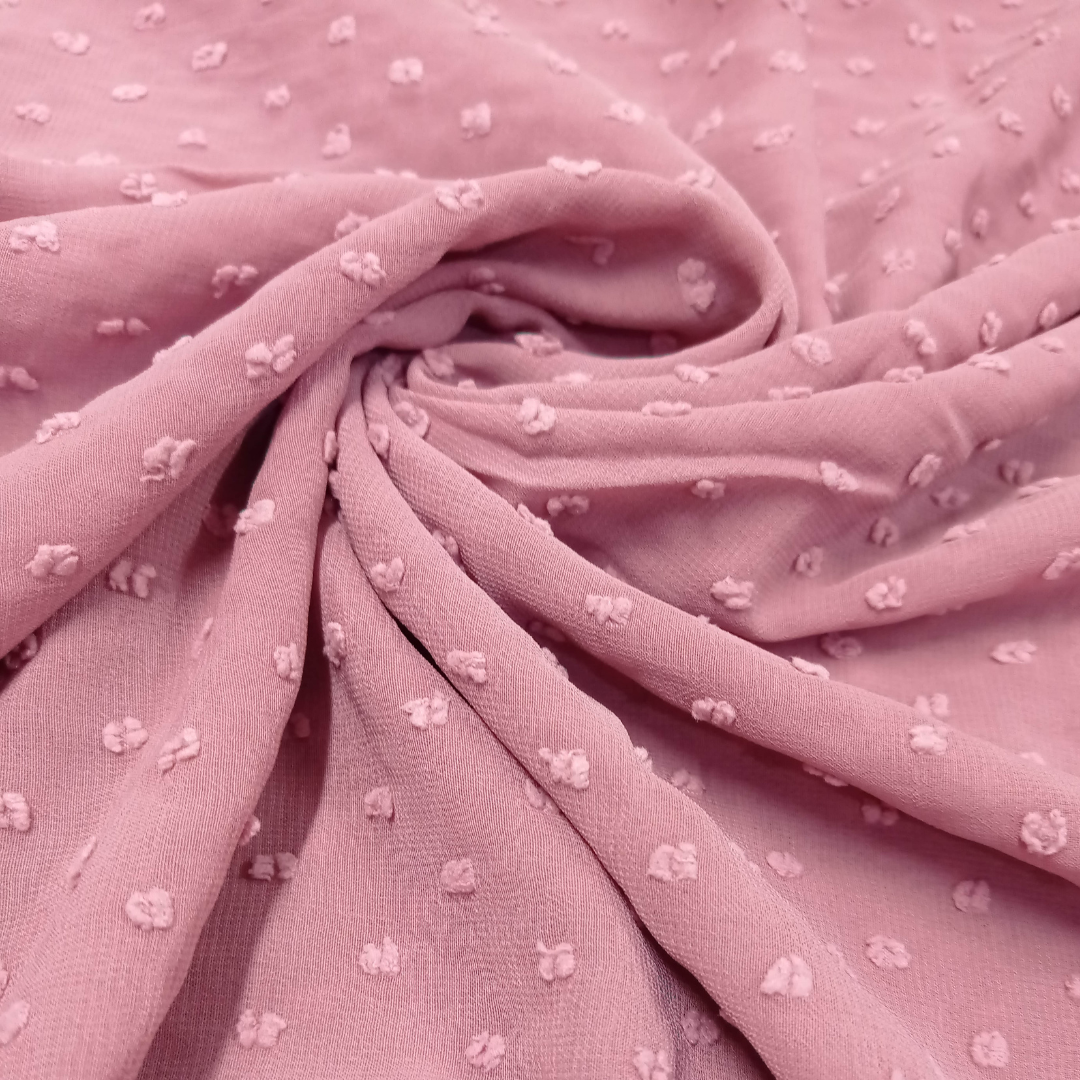 Luxury Pom Pearl Bubble Chiffon Hijab (All seasons star) - Tea Pink