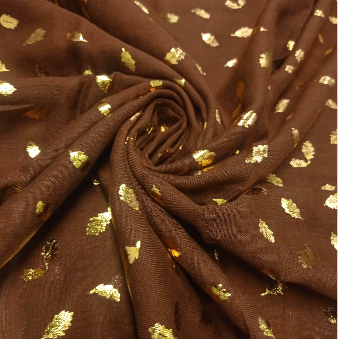 Palm Gold Foiled Lawn - Brown
