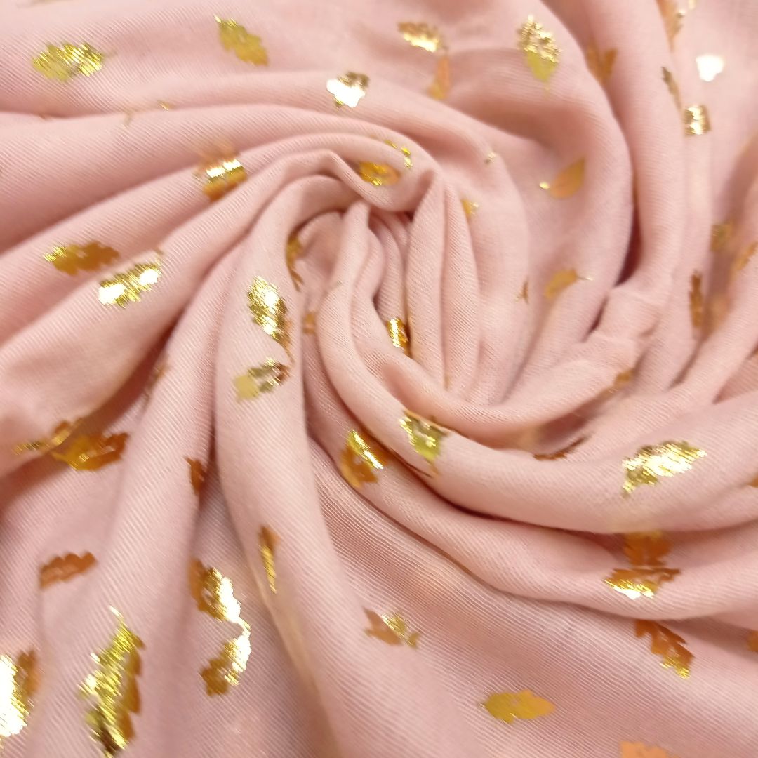 Palm Gold Foiled Lawn - Pink Rose