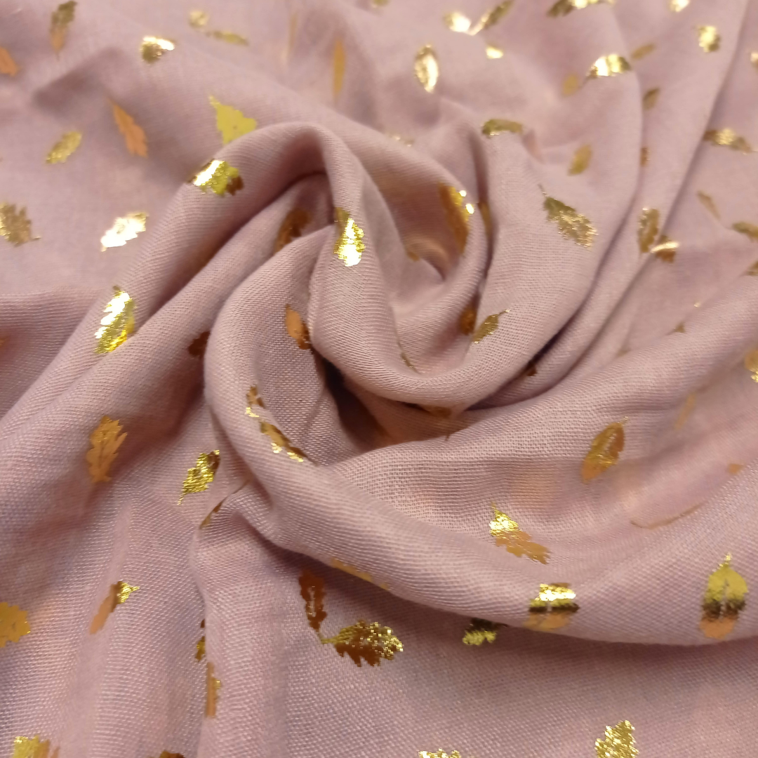 Palm Gold Foiled Lawn - Tea Pink