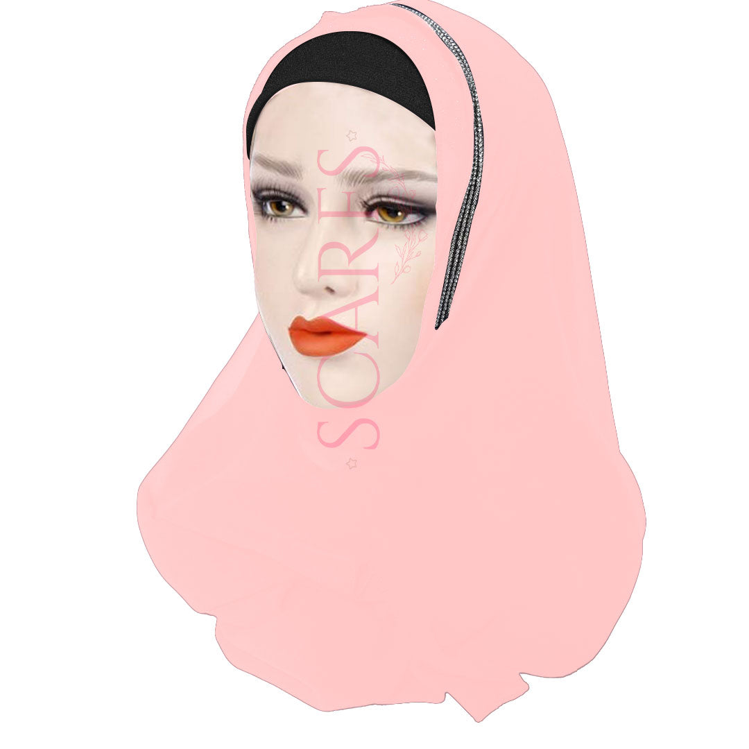 Two Loops Chiffon Instant Hijab - Soft Pink - Scarfs.pk #1 Online Hijab Store