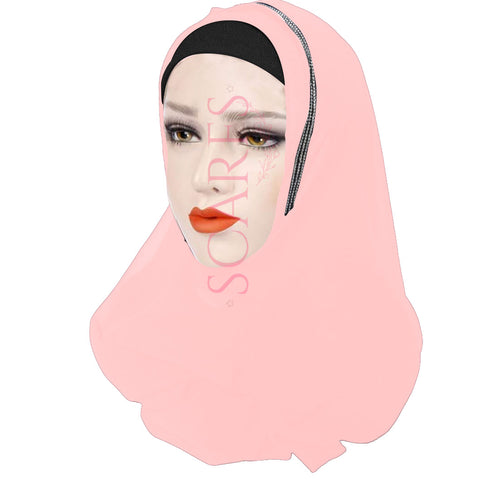Two Loops Chiffon Instant Hijab - Soft Pink - Scarfs.pk