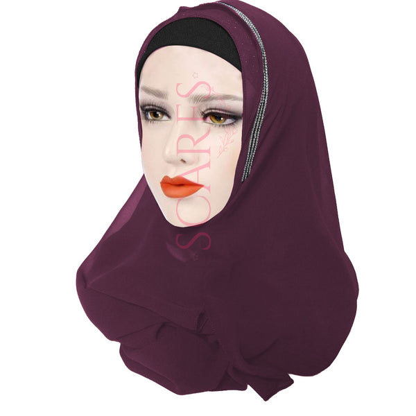 Two Loops Chiffon Instant Hijab - Grapes - Scarfs.pk