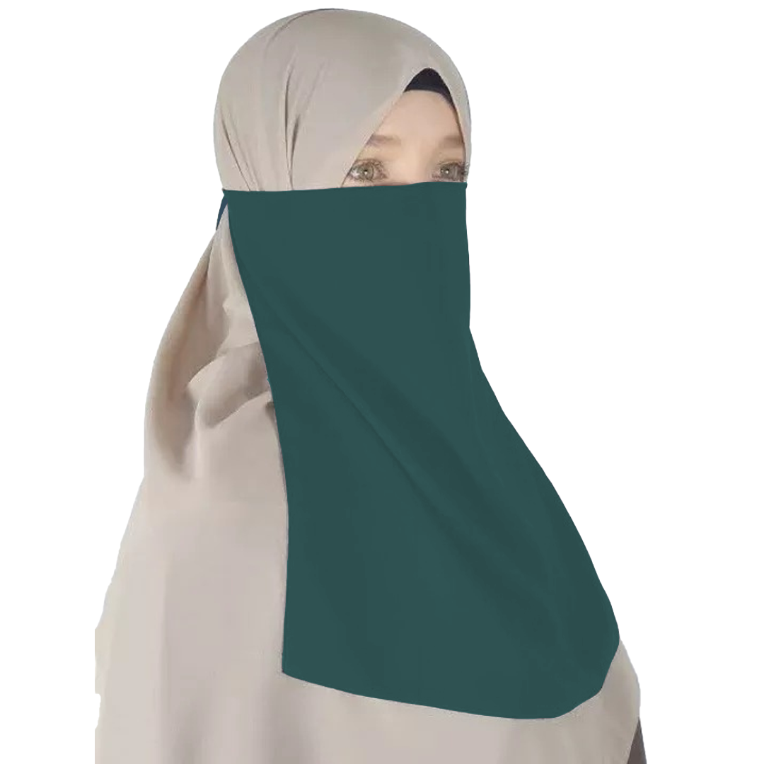 Half Niqab - Peacock Green - Scarfs.pk