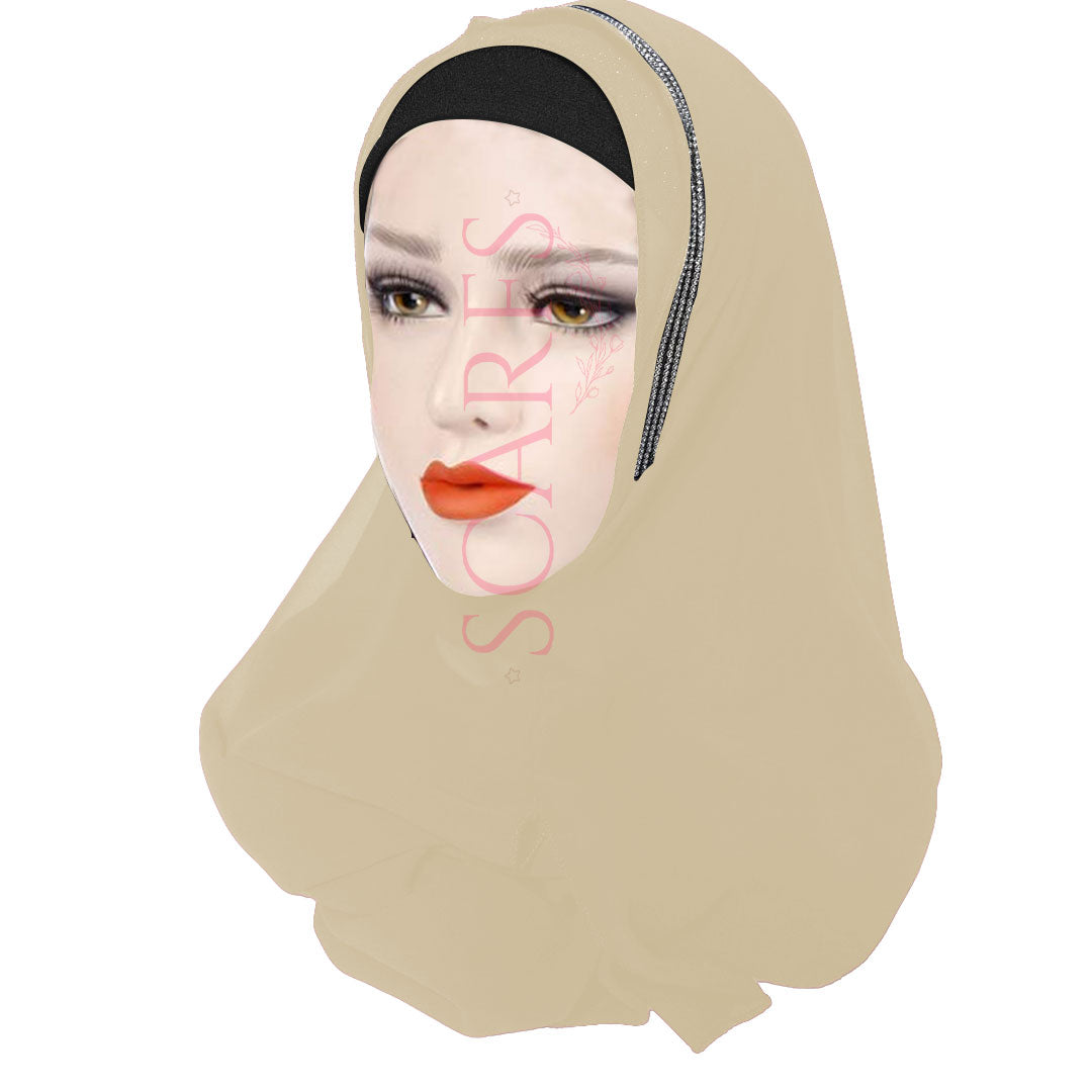 Two Loops Chiffon Instant Hijab - Light Lemon - Scarfs.pk