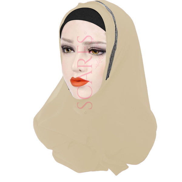 Two Loops Chiffon Instant Hijab - Light Lemon - Scarfs.pk