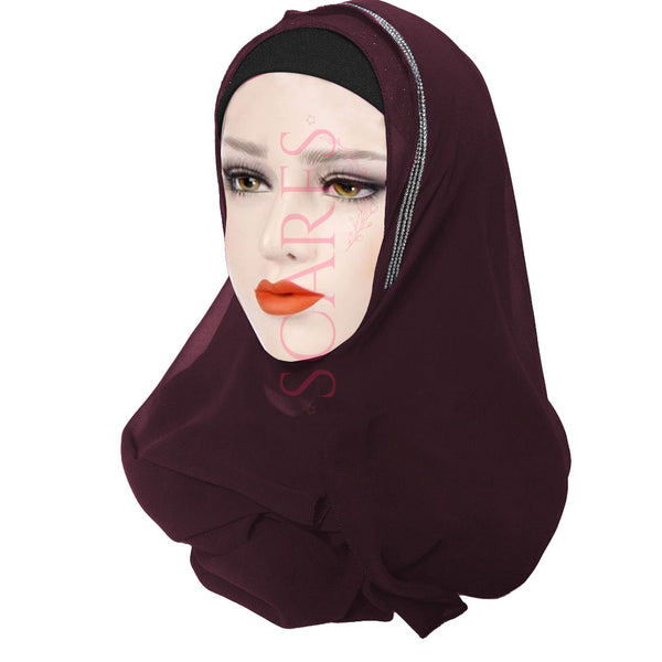 Two Loops Chiffon Instant Hijab - Light Maroon - Scarfs.pk