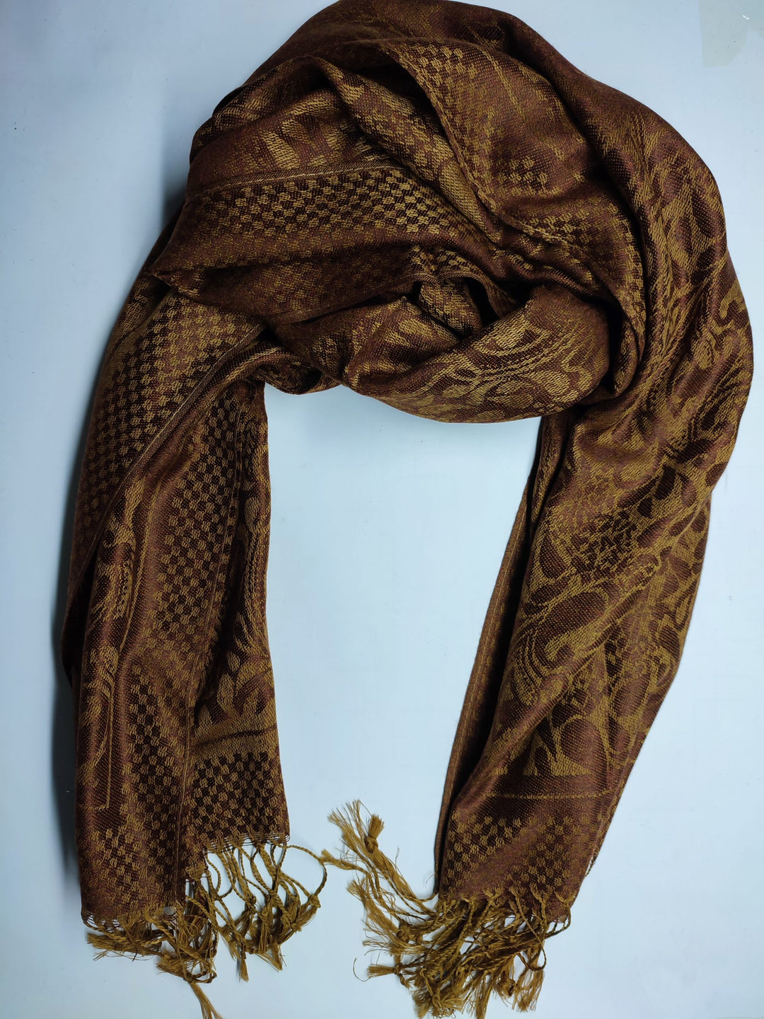 Pashmina Jacquard Scarfs - Brown - Scarfs.pk #1 Online Hijab Store