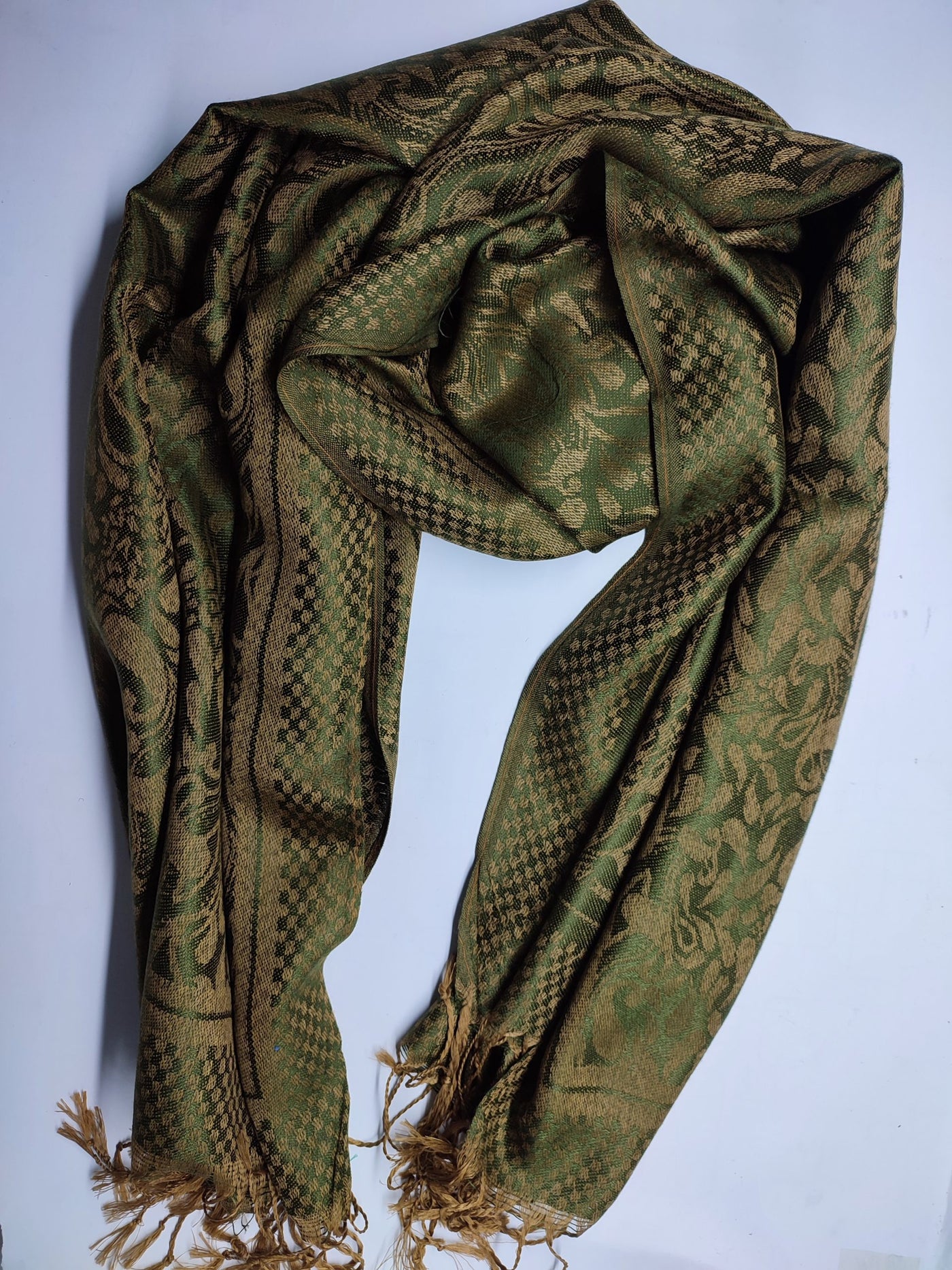 Pashmina Jacquard Scarfs - Dark Green - Scarfs.pk #1 Online Hijab Store