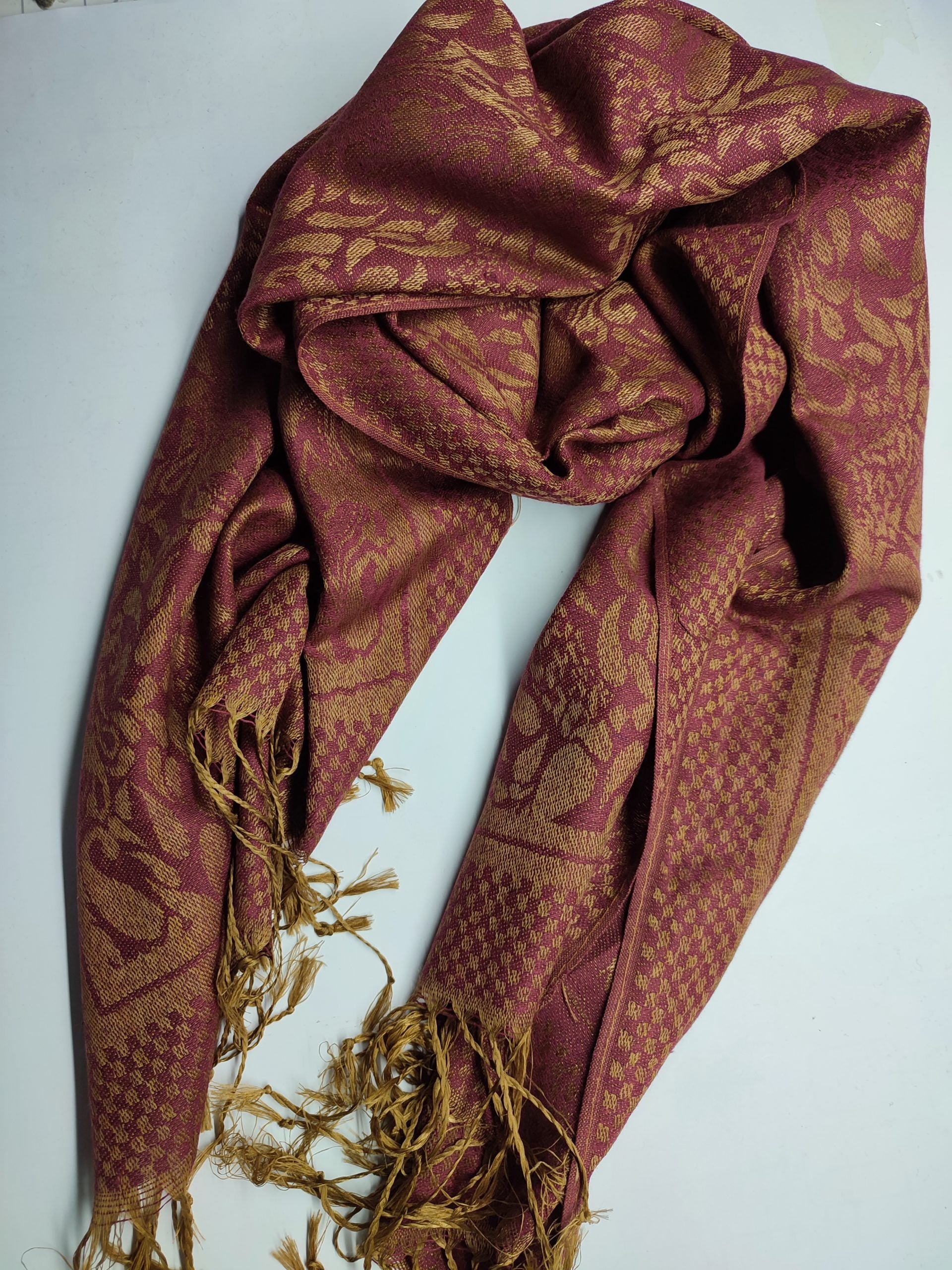 Pashmina Jacquard Scarfs - Maroon - Scarfs.pk #1 Online Hijab Store